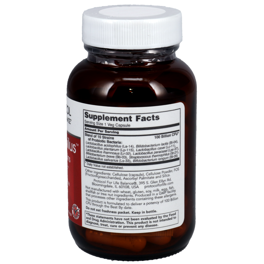 ProtoDophilus™ 100 Billion, 10 Strains, 30 Capsules , Brand_Protocol for Life Balance capsules Form_Capsules Requires Consultation Size_30 Capsules