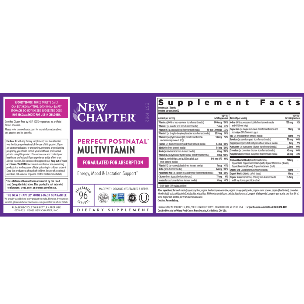 Perfect Postnatal™, 96 tablets