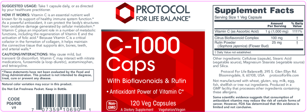 C-1000, 120 Capsules , Brand_Protocol for Life Balance capsules Form_Capsules Requires Consultation Size_120 Capsules