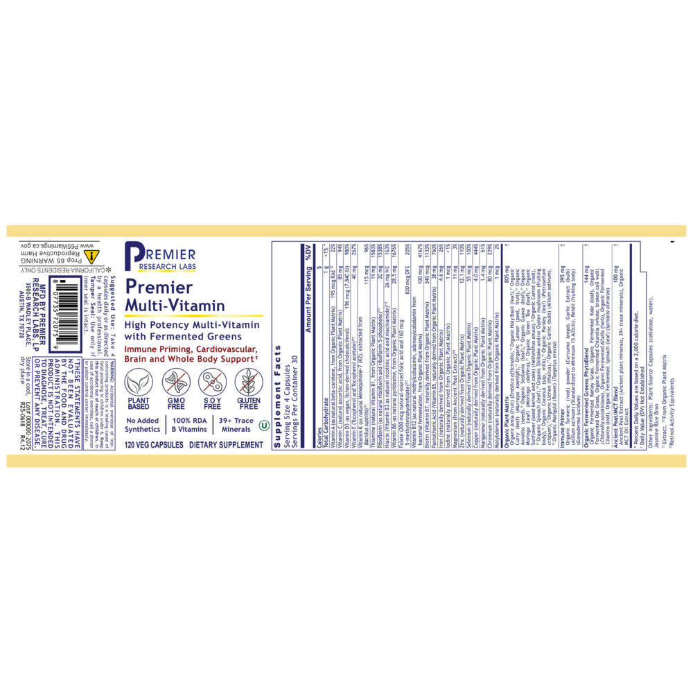 Multi-Vitamin Premier, 120 Capsules , Brand_Premier Research Labs capsules Form_Capsules Requires Consultation Size_120 Capsules