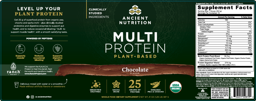 Ancient Nutrition Multi Protein (Plant) - Milk Chocolate - back