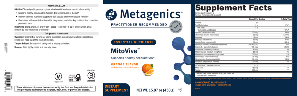 MitoVive™, Orange Flavor, 15.87 Oz (450 g) Powder , Emersons Emersons-Alt Form_Powder powder