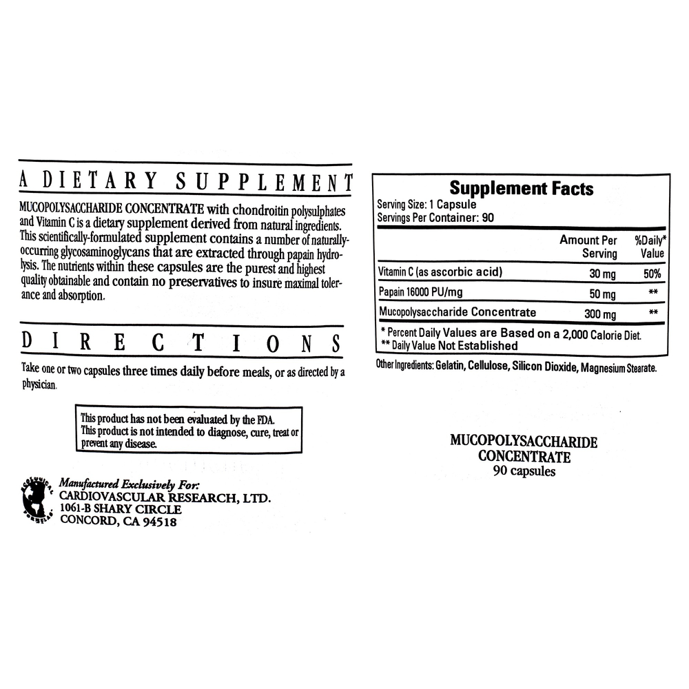 Mucopolysaccharide Concentrate, 90 Capsules