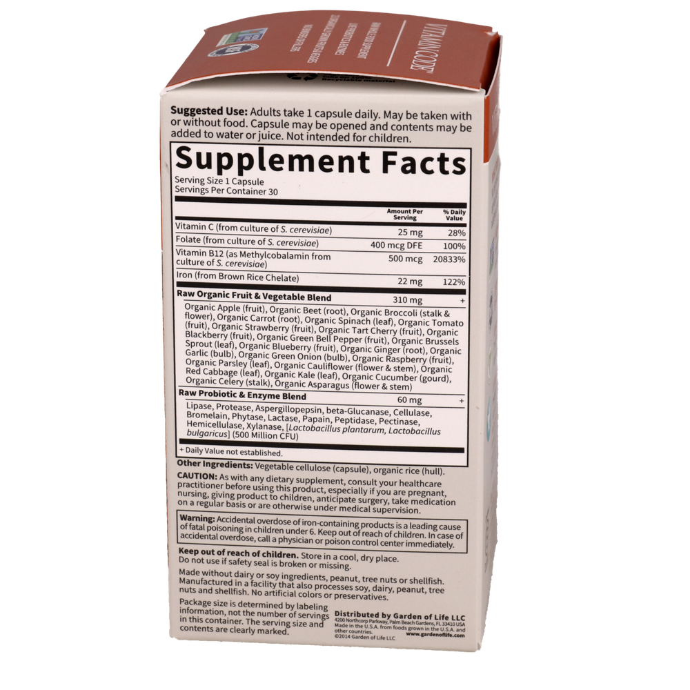 Vitamin Code® RAW Iron, 30 Vegan Capsules