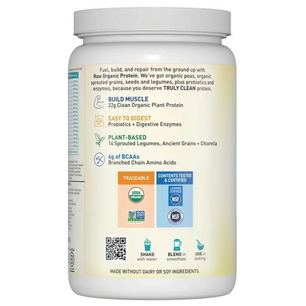 Raw Organic Protein Powder, Unflavored, 19.75 (560 g) Oz