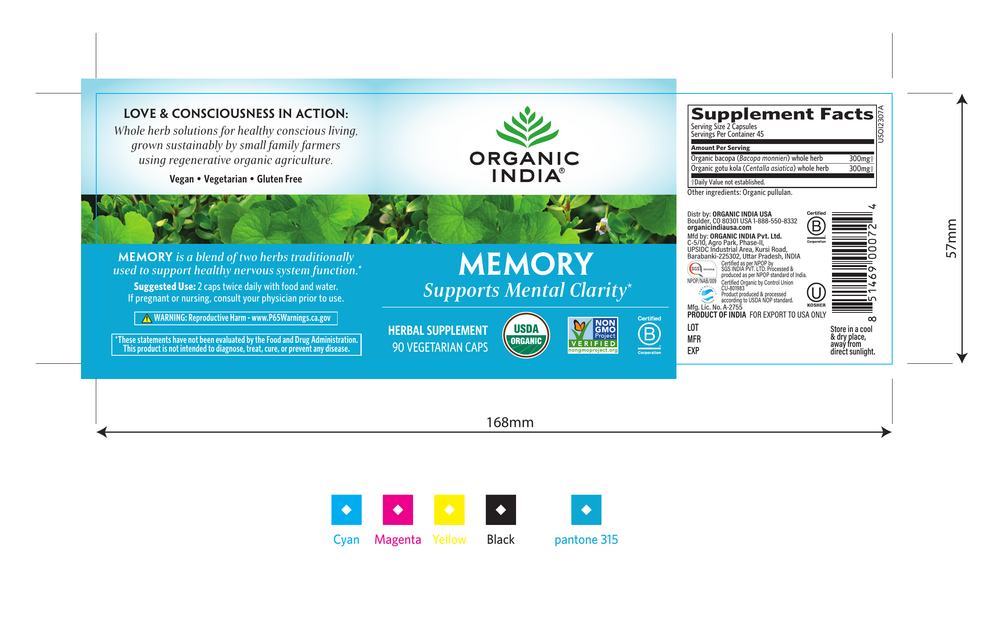 Memory, 90 capsules , Ayurveda Brand_Organic India Form_Capsules