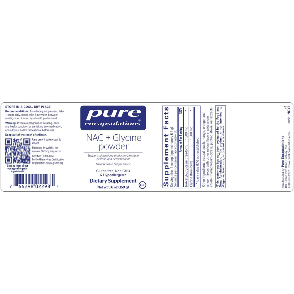 NAC + Glycine Powder, 5.6 Oz (159g) Powder , powder