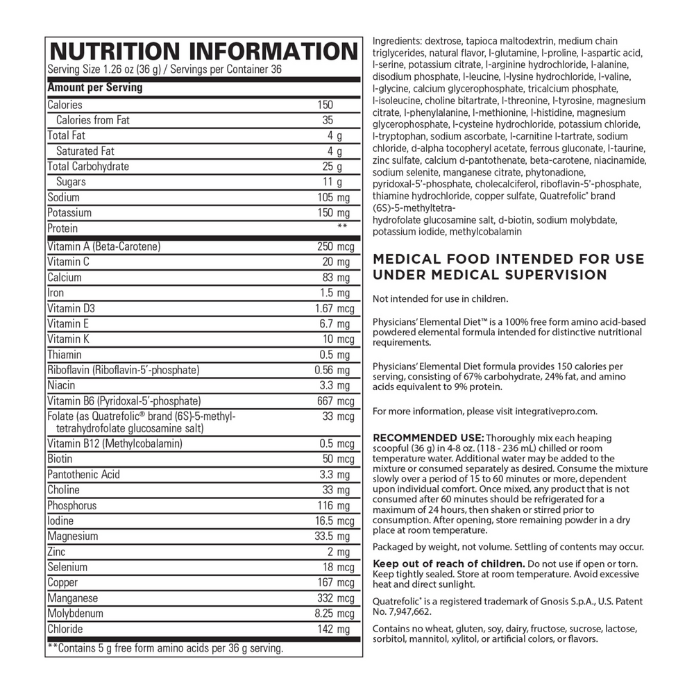 Physicians Elemental Diet Powder, 1296 g