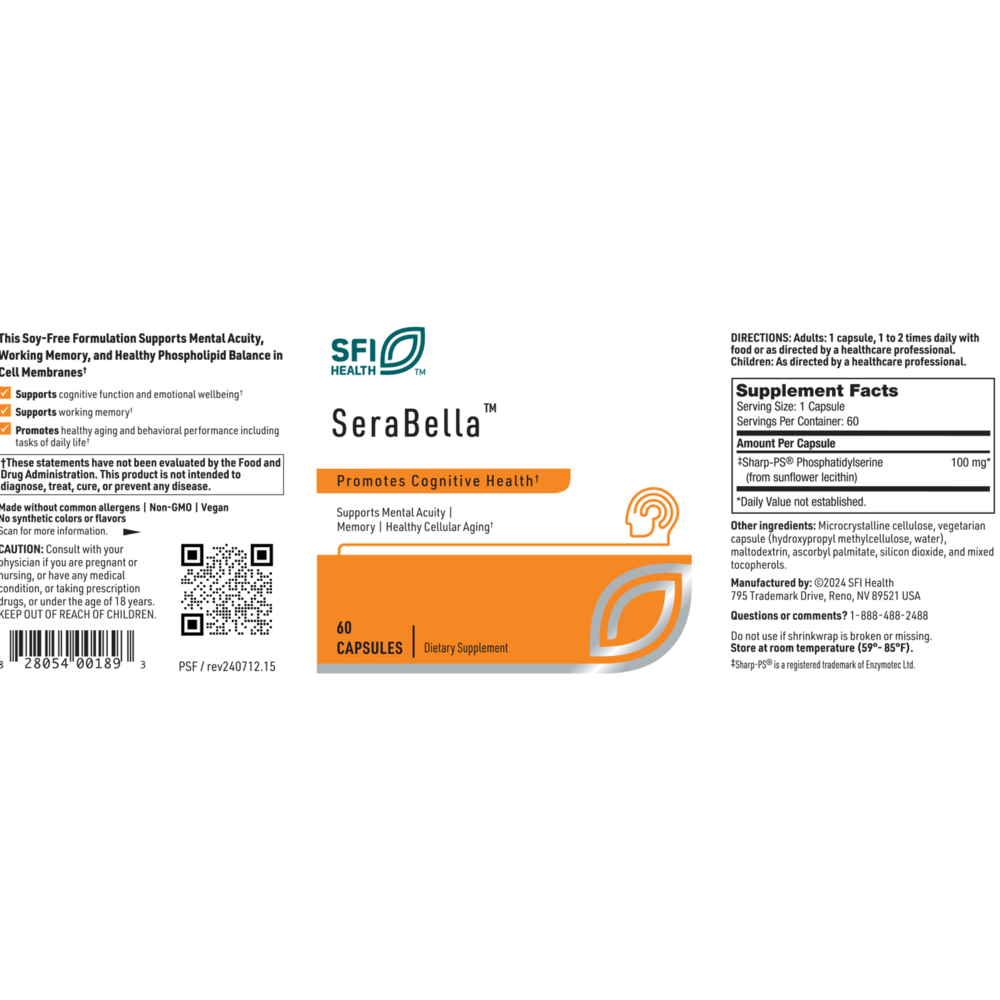 SeraBella (Phosphatidyl Serine SF), 60 Capsules