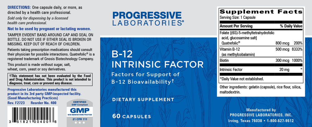 B-12 Intrinsic Factor, 60 Capsules , Brand_Progressive Labs capsules Form_Capsules Requires Consultation Size_60 Capsules