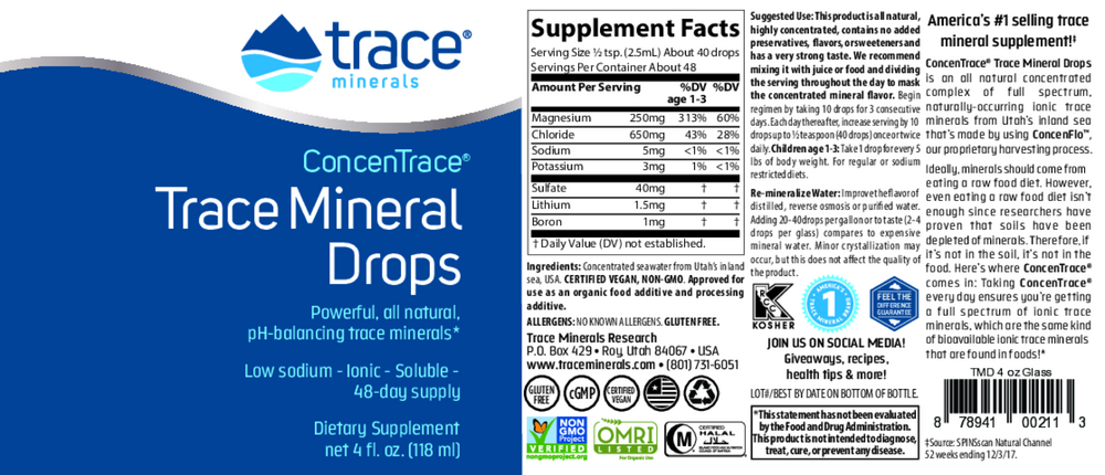 Concentrace Trace Mineral Drops - Glass, 118 mL Liquid