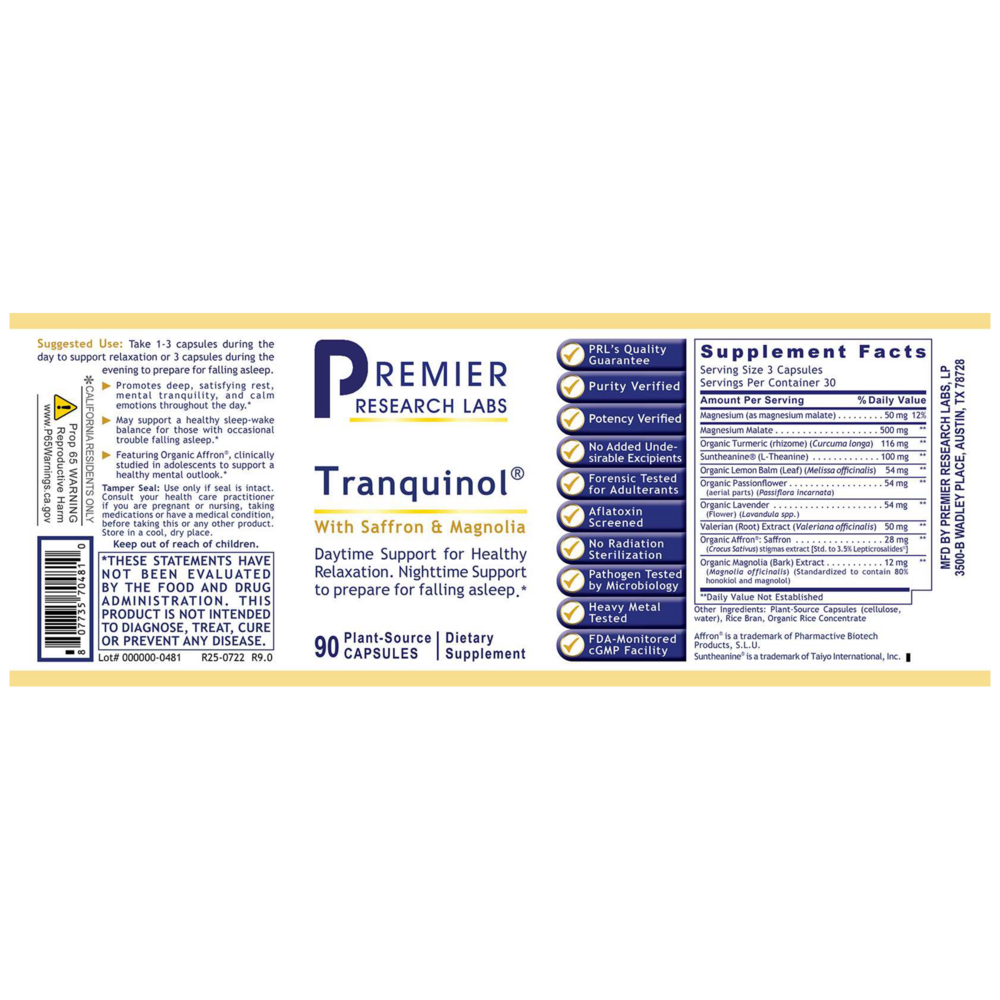 Tranquinol®, 90 Capsules , Brand_Premier Research Labs capsules Form_Capsules Requires Consultation Size_90 Capsules