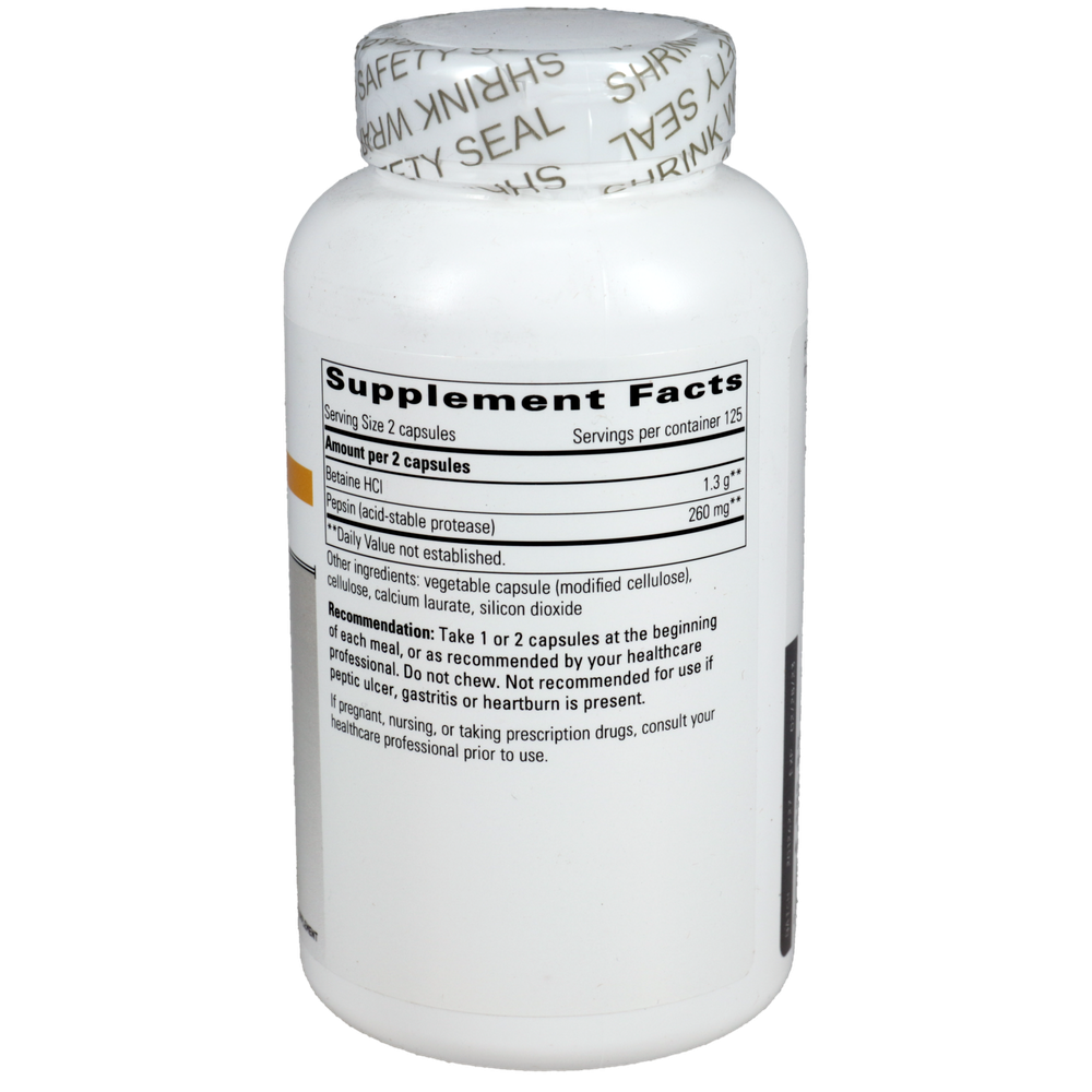 Betaine HCL, 250 Capsules