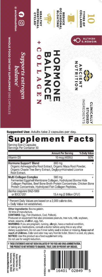 Ancient Nutrition Hormone Balance + Collagen - back
