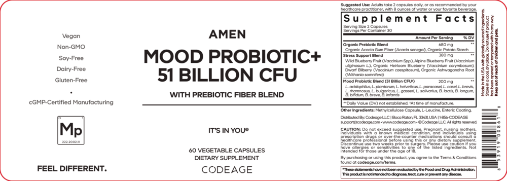 Amen Mood Probiotic + 51 Billion CFU — back