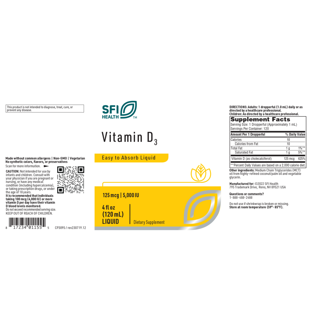 Vitamin D3, 5000 IU, 120 mL