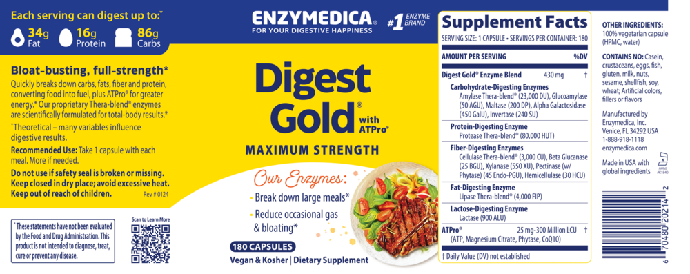 Digest Gold™ with ATPro, 180 Capsules