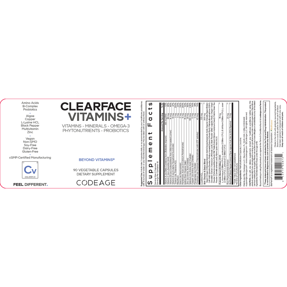 Clearface Acne Skin Vitamins, 90 Capsules
