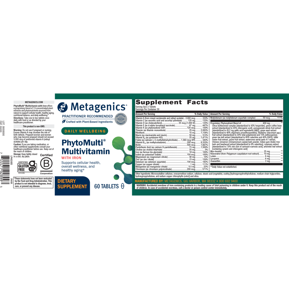 PhytoMulti® with Iron, 60 Tablets , Emersons Form_Tablets tabs