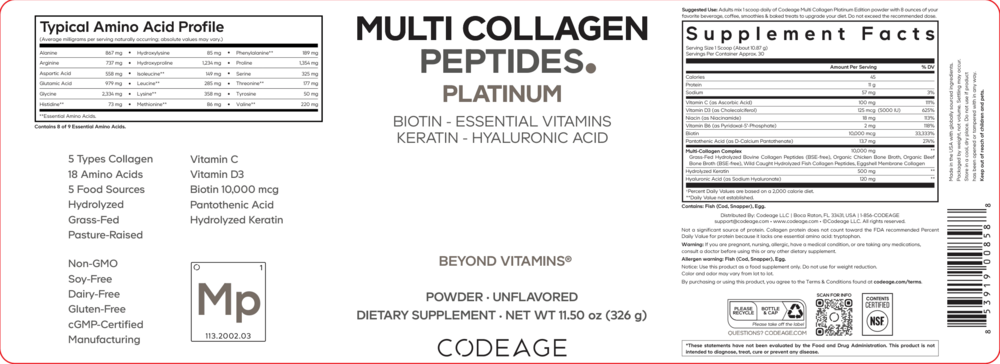 Multi Collagen Powder Platinum, 326 g Powder