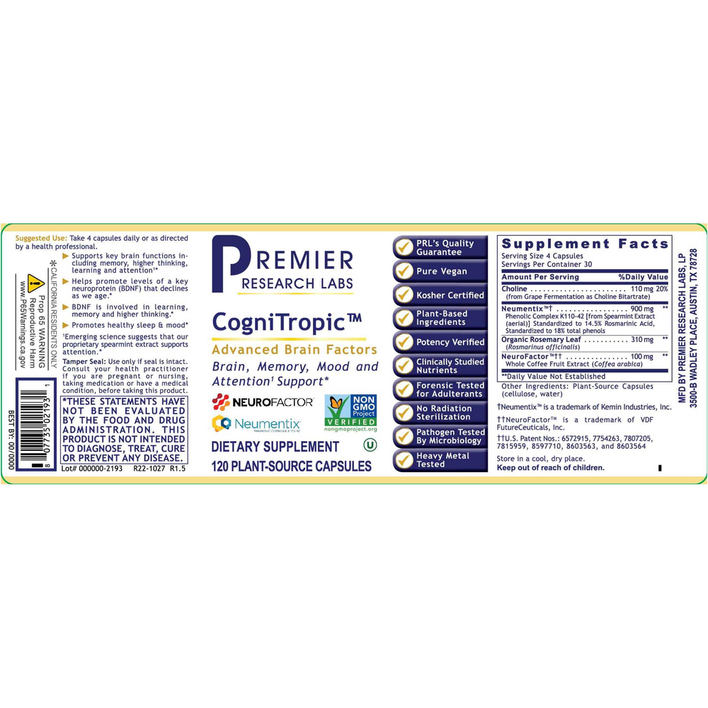 Cognitropic, 120 Capsules , Brand_Premier Research Labs capsules Form_Capsules Requires Consultation Size_120 Capsules