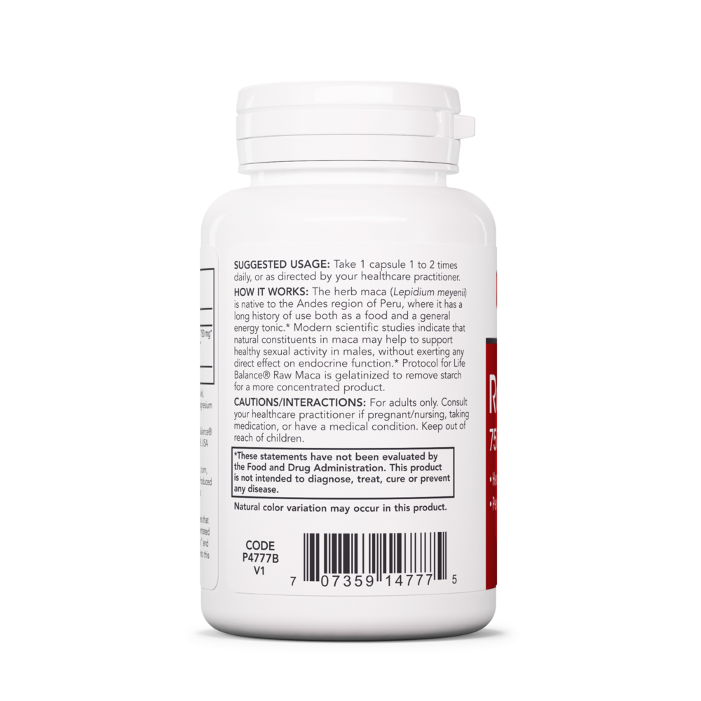 MACA 750mg, 90 Capsules , Brand_Protocol for Life Balance capsules Form_Capsules Requires Consultation Size_90 Capsules