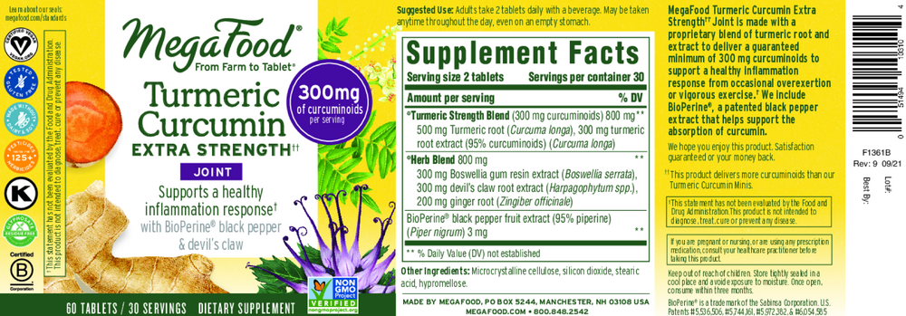 Turmeric Curcumin Extra Strength - Joint, 60 Tablets