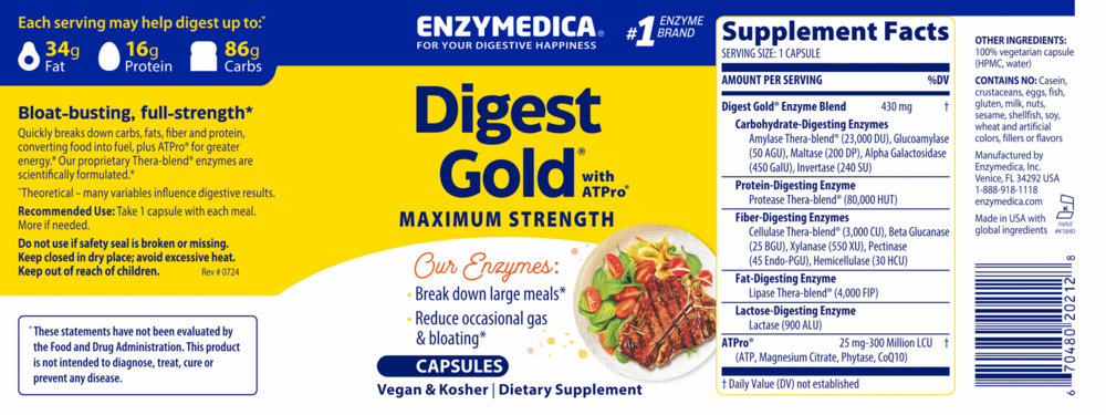 Digest Gold + Probiotics, 180 Capsules