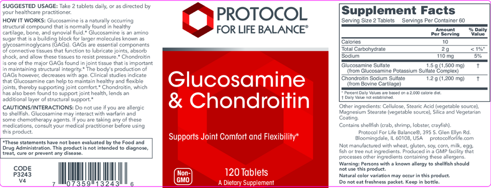 Glucosamine and Chondroitin Extra Strength, 120 Tablets , Brand_Protocol for Life Balance Form_Tablets Requires Consultation Size_120 Tablets tablets