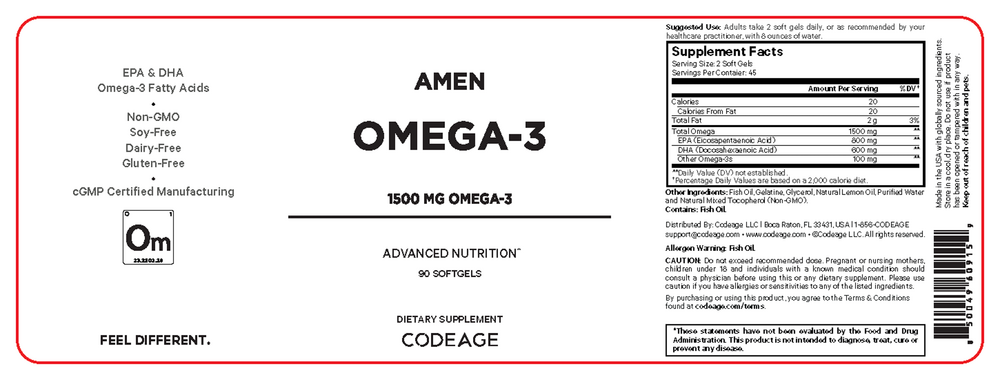 Amen Omega-3, 90 Softgels