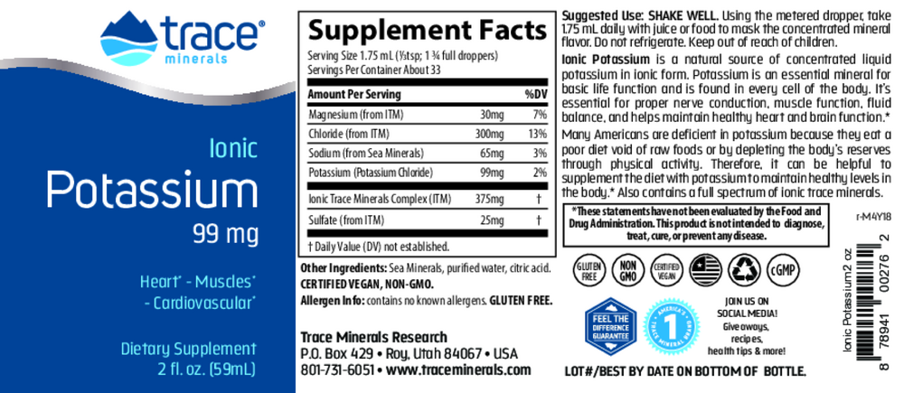 Liquid Ionic Potassium 99mg, 59 mL Liquid