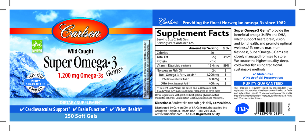 Super Omega-3 Gems, 250 Softgels