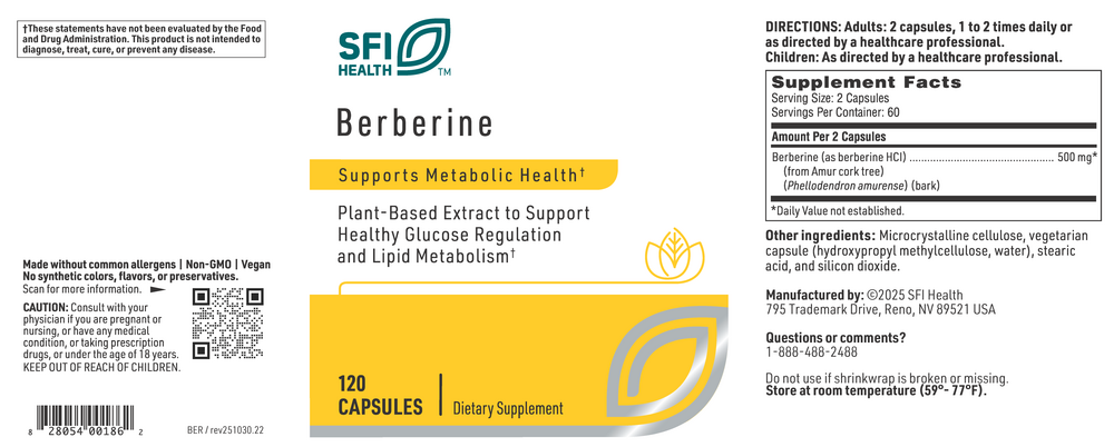 Berberine, 120 Capsules