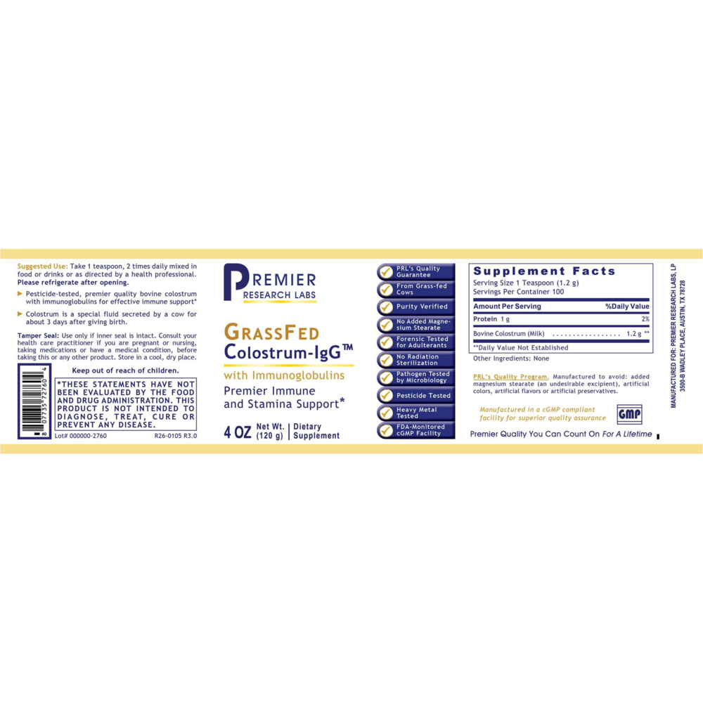 Premier Colostrum-IgG, 120 Grams , Brand_Premier Research Labs Form_Powder powder Requires Consultation Size_120 Grams