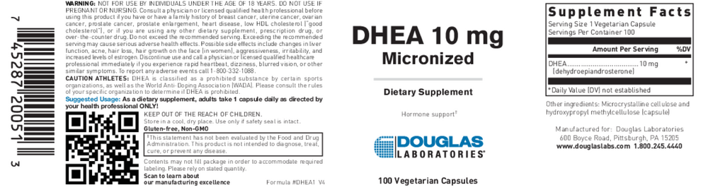 DHEA 10mg (Micronized), 100 Capsules