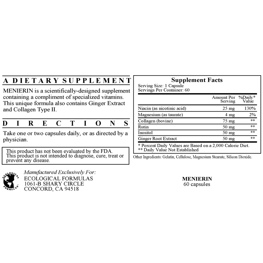 Menierin (OTO-Equilibrium), 60 Capsules