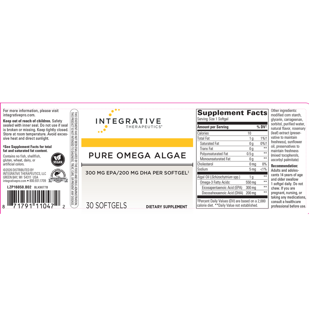 Pure Omega Algae, 30 Softgels
