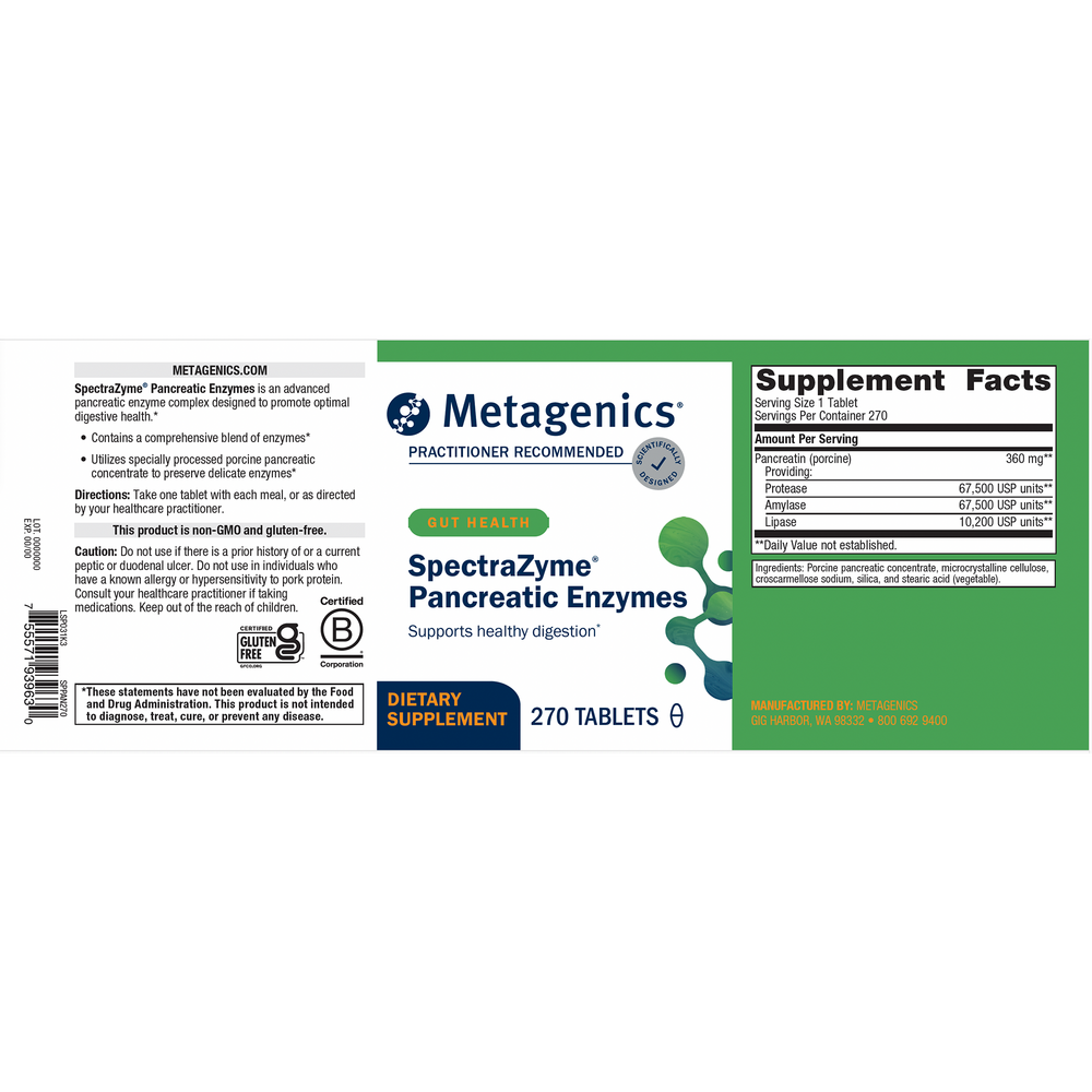 SpectraZyme® Pan 9x, 270 Tablets , Emersons Emersons-Alt Form_Tablets tabs