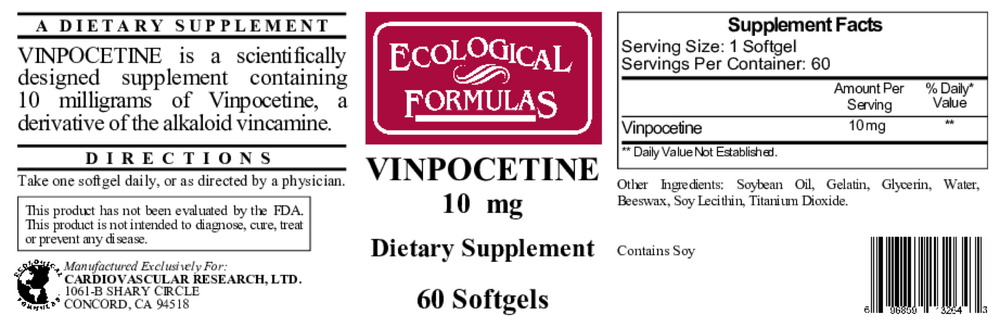 Vinpocetine 10mg, 60 Capsules