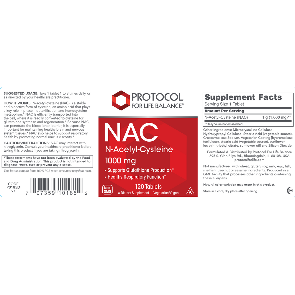 NAC 1000mg, 120 Tablets , Brand_Protocol for Life Balance Form_Tablets Requires Consultation Size_120 Tablets tablets