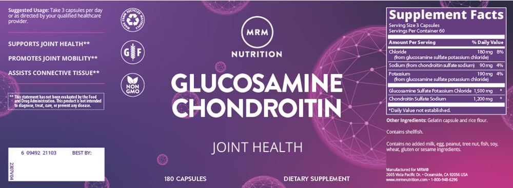 Glucosamine 1500mg/Chondroitin Sulfate 1200mg, 180 capsules