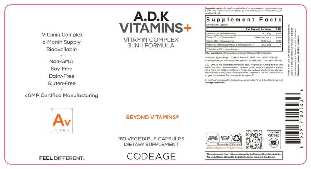 ADK Vitamins, 180 Capsules