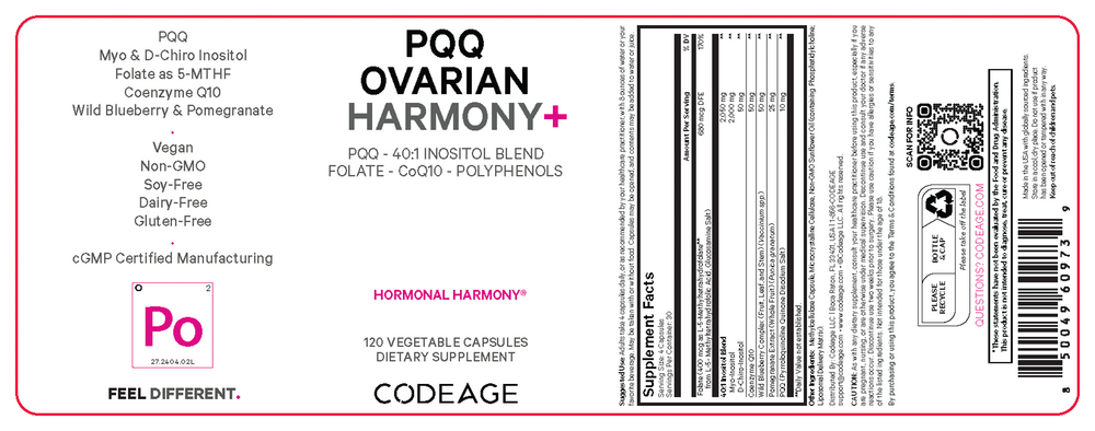PQQ Ovarian Harmony+, 120 Capsules