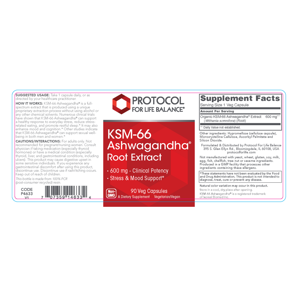 Protocol, KSM-66 Ashwagandha®, Stress and Sleep Support, 90 Capsules , Brand_Protocol for Life Balance capsules Form_Capsules Requires Consultation Size_90 Capsules