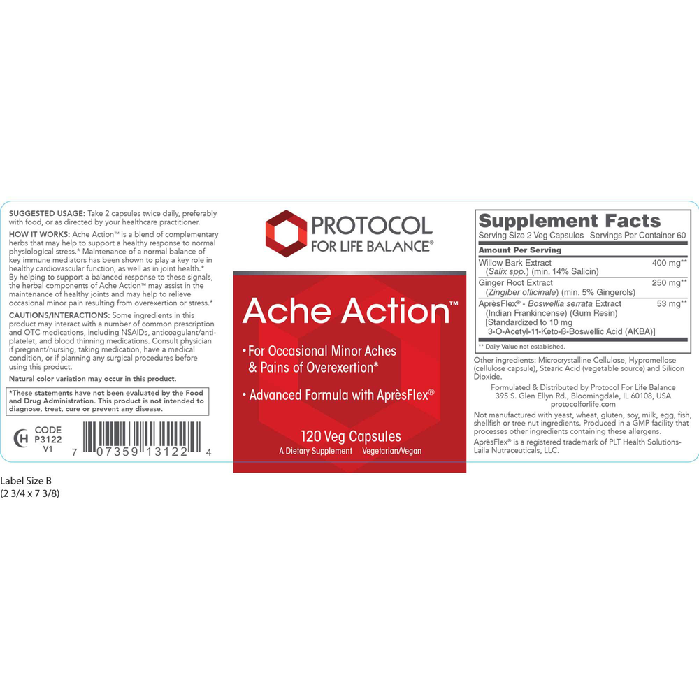 Ache Action™, 120 Capsules , Brand_Protocol for Life Balance capsules Form_Capsules Requires Consultation Size_120 Capsules