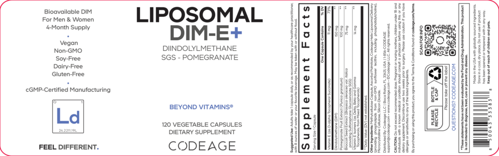 Liposomal Dim-E+, 120 Capsules