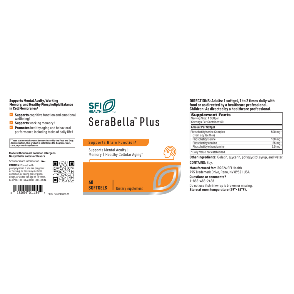 SeraBella™ Plus (Phosphatidyl Serine), 60 Softgels