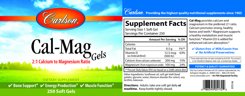 Calcium & Magnesium Gels, 250 Softgels