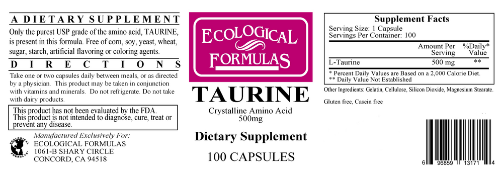 Taurine, 100 Capsules
