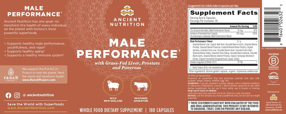 Ancient Nutrition Male Performance - back